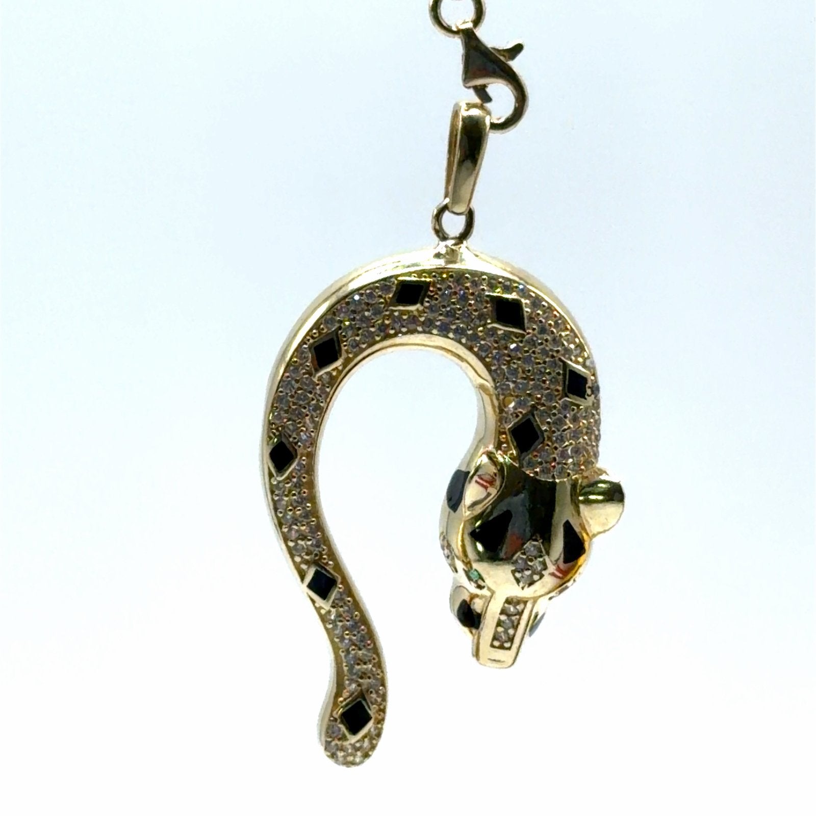 Gouden Panter Hanger met Zirkonia en Zwarte Accent, W, Nieuw, Ophalen of Verzenden, W