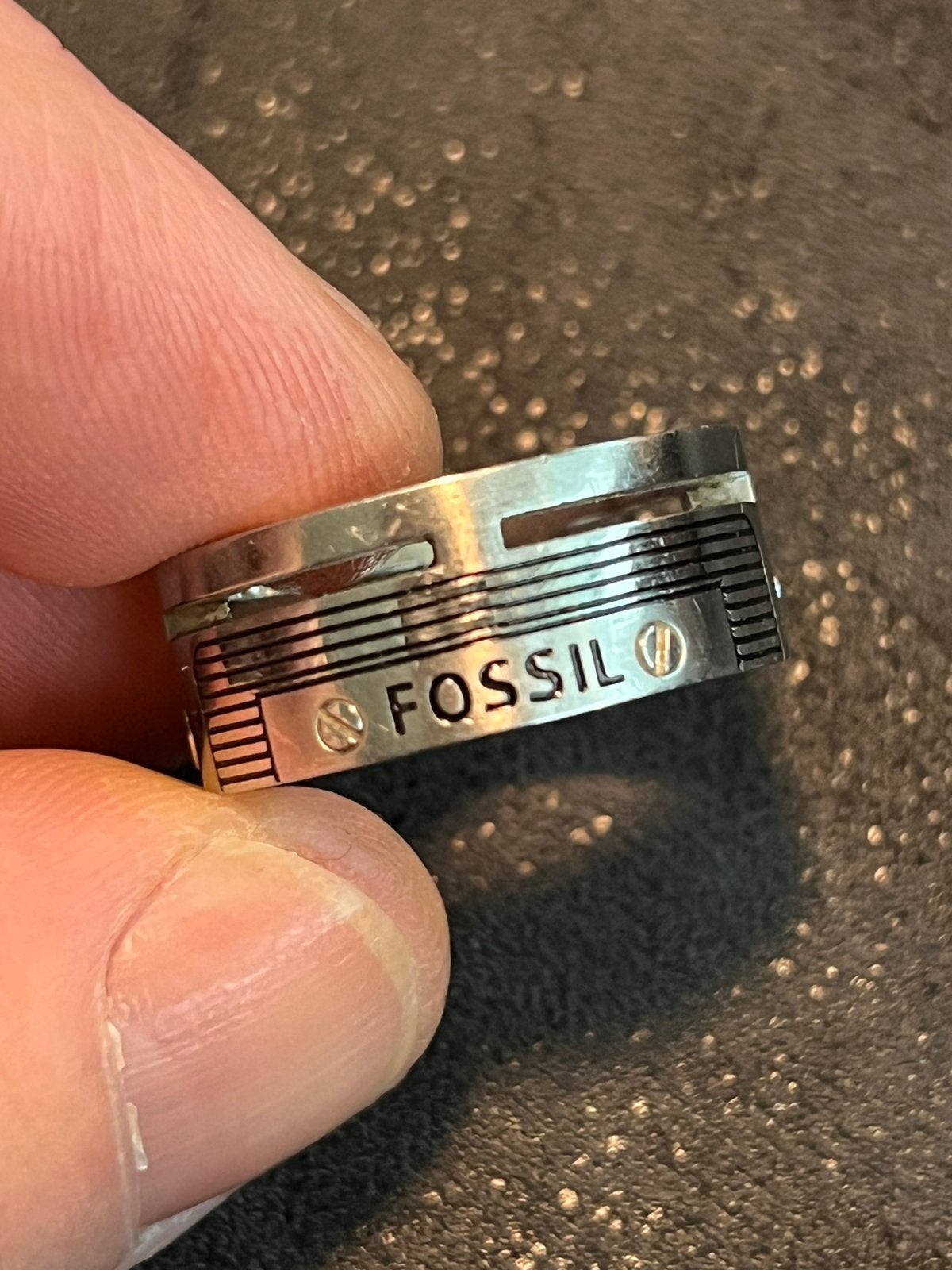 Fossil heren ring, 20 of groter, IJzer of Staal, Heer, Ophalen of Verzenden