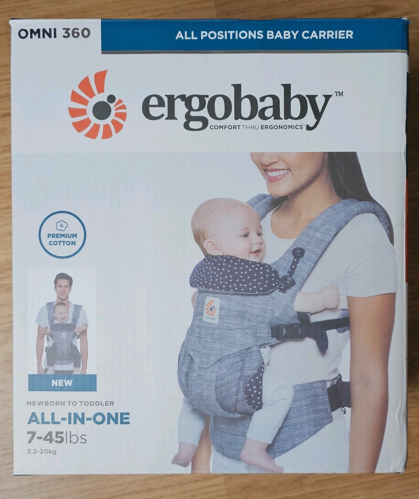 Ergobaby Omni 360 Draagzak - Grijs/Blauw met Sterren, Kinderen en Baby's, Babydragers en Draagdoeken, Overige merken, Ophalen of Verzenden