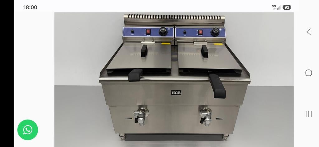 HCB RVS Dubbele Friteuse 2x14L PROPAAN GAS Horeca, Witgoed en Apparatuur, Frituurpannen, Ophalen of Verzenden