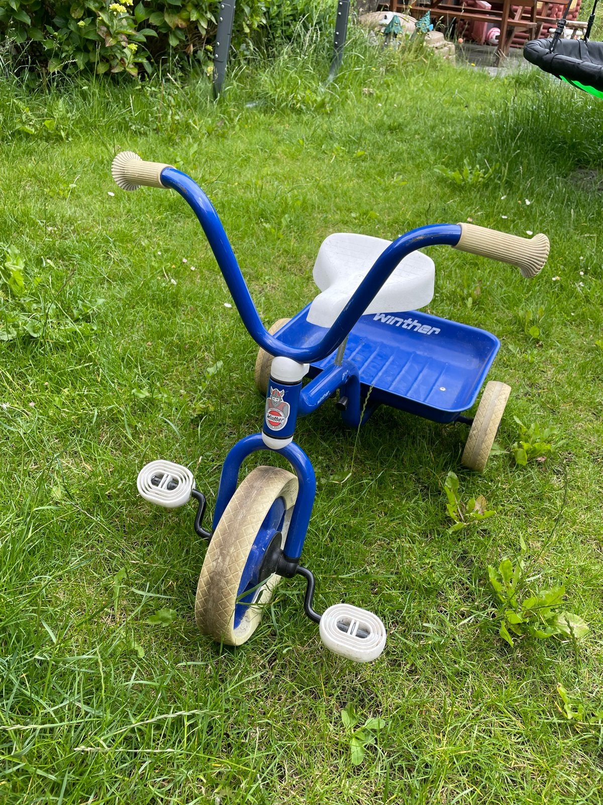 Winther Driewieler met Kiepbak - Blauw, Ophalen, Gebruikt, Winther, Verstelbare zitting