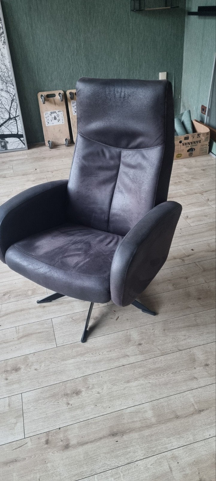 Fauteuil,of luie stoel, leunstoel, Huis en Inrichting, Ophalen, Zo goed als nieuw, 50 tot 75 cm, Leer