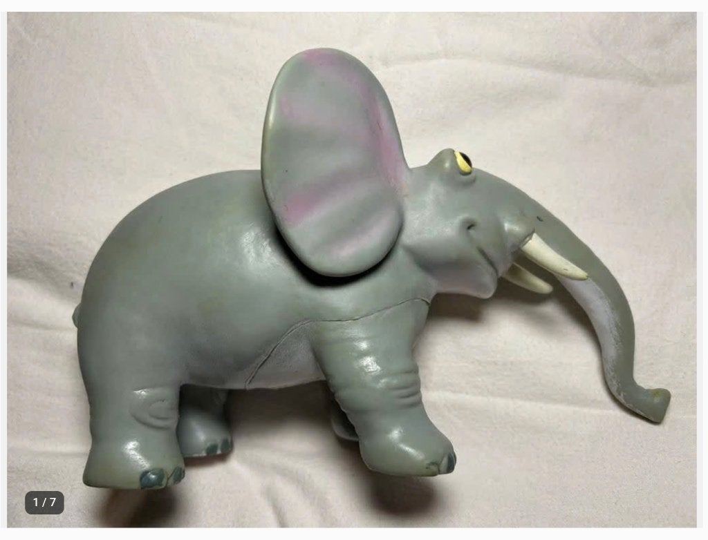 Jaren ‘60 Rubberen olifant piepbeest, groot 23 cm, Antiek en Kunst, Antiek | Speelgoed, Ophalen of Verzenden