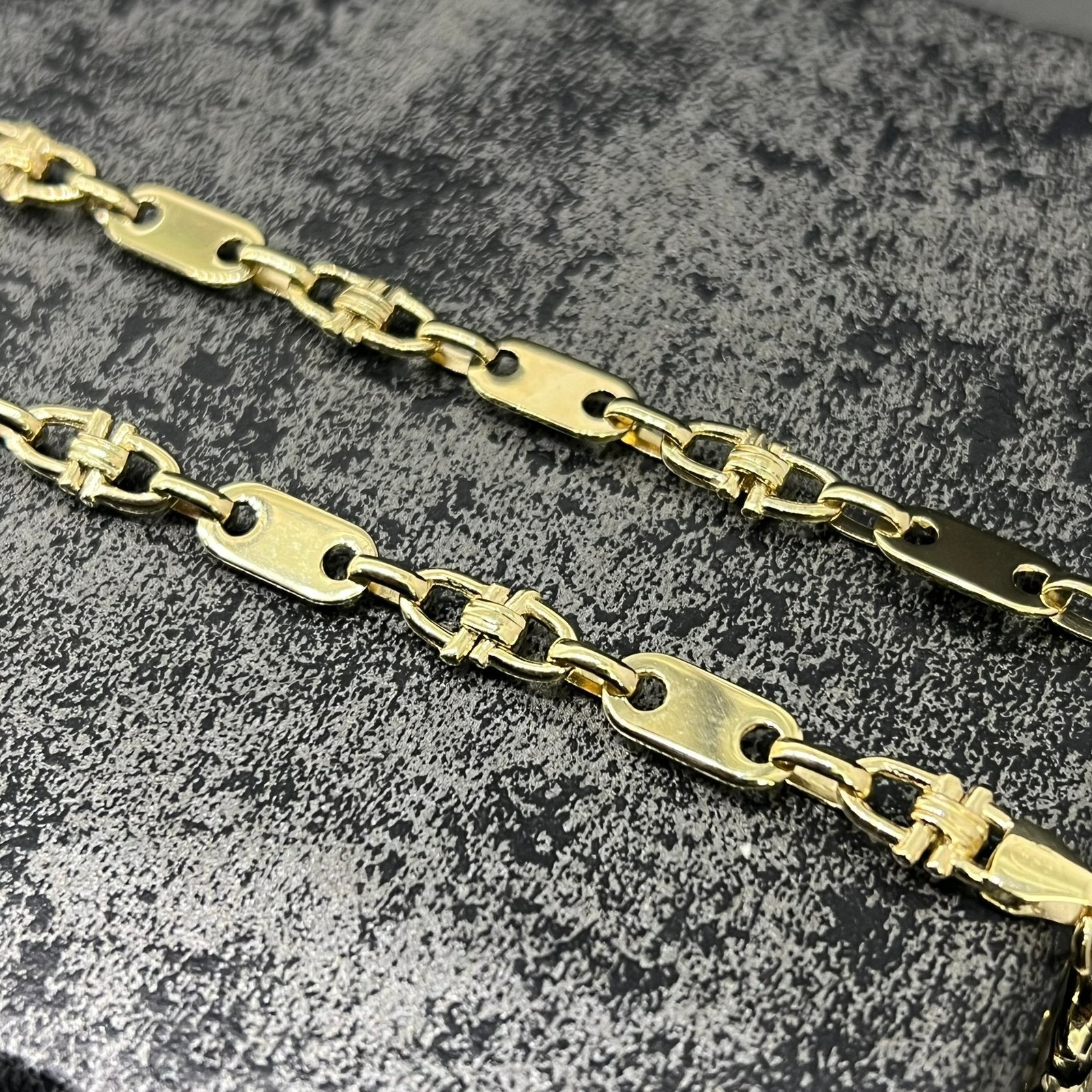 14k gouden ketting massief schakel flat magnum, Ophalen of Verzenden, Zo goed als nieuw, Goud