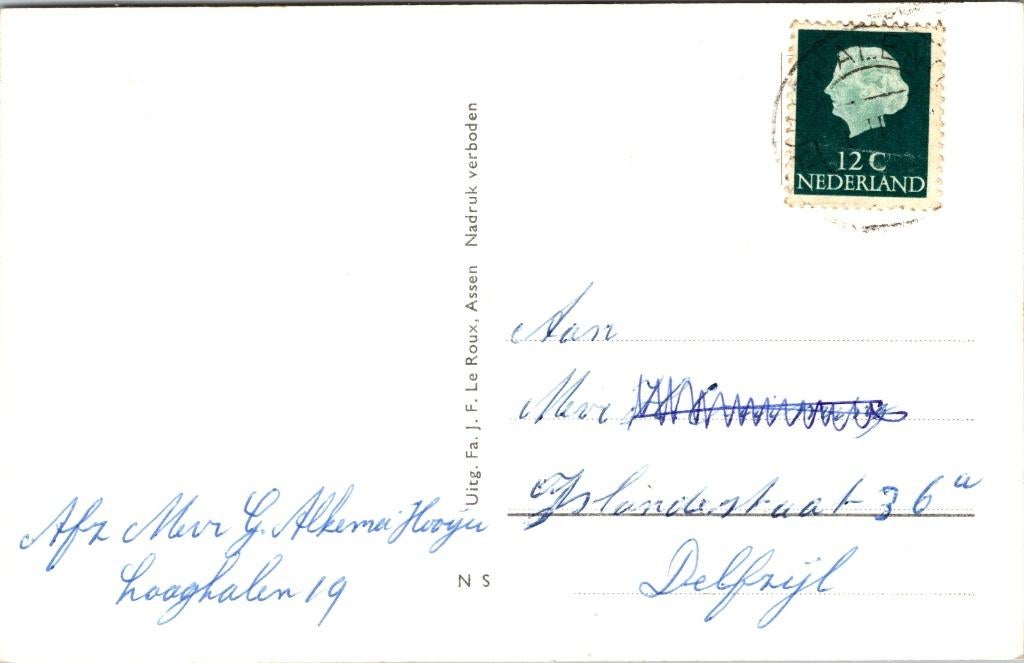 Hooghalen - 3 ansichtkaarten (1956), Verzenden, 1940 tot 1960, Gelopen, Drenthe