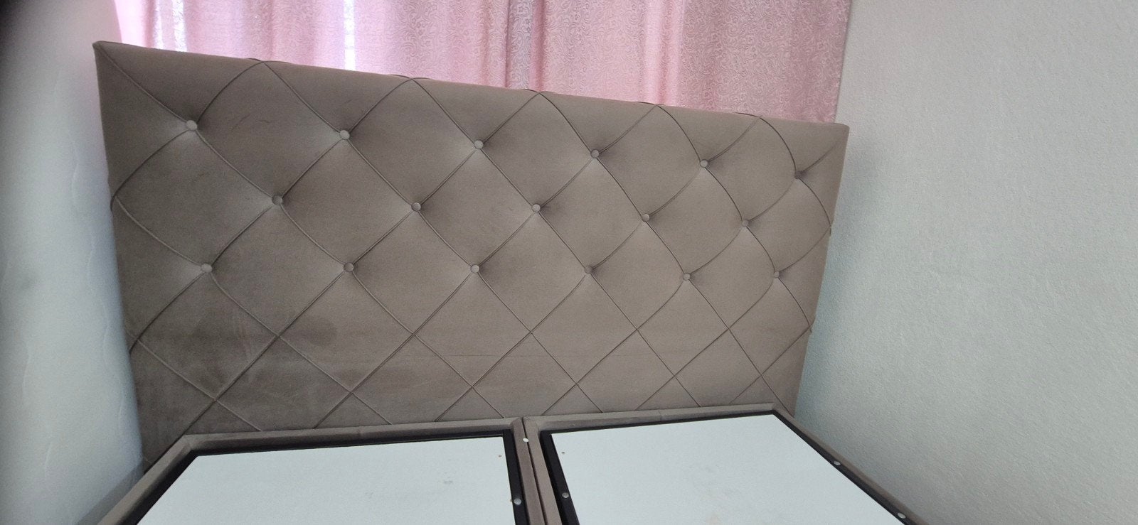 boxspring,, Huis en Inrichting, Slaapkamer | Bedden, Ophalen, Gebruikt, Beige, Tweepersoons