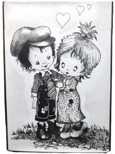 „Love is” twee vintage posters 💑 deco kinderkamer 57x40 cm, Ophalen of Verzenden, Zo goed als nieuw, Overige merken, Wanddecoratie