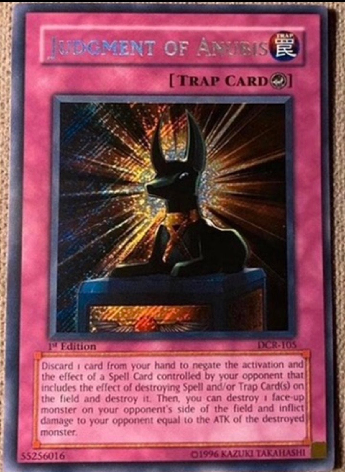 Yu-Gi-Oh! Judgment of Anubis DCR 1st Edition Old US !, Ophalen of Verzenden, Gebruikt, Losse kaart, Foil