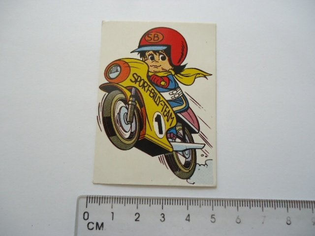 sticker oud Sport Billy sport strip cartoon motorrace, Verzenden, Zo goed als nieuw, Bedrijf of Vereniging