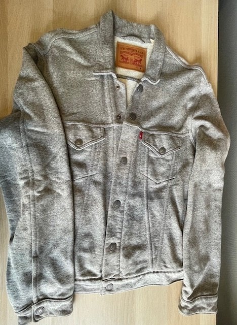 Levi's Lichtgrijze Wollen Truckerjack Maat M - Als Nieuw, Ophalen, Maat 48/50 (M), Zo goed als nieuw, Grijs