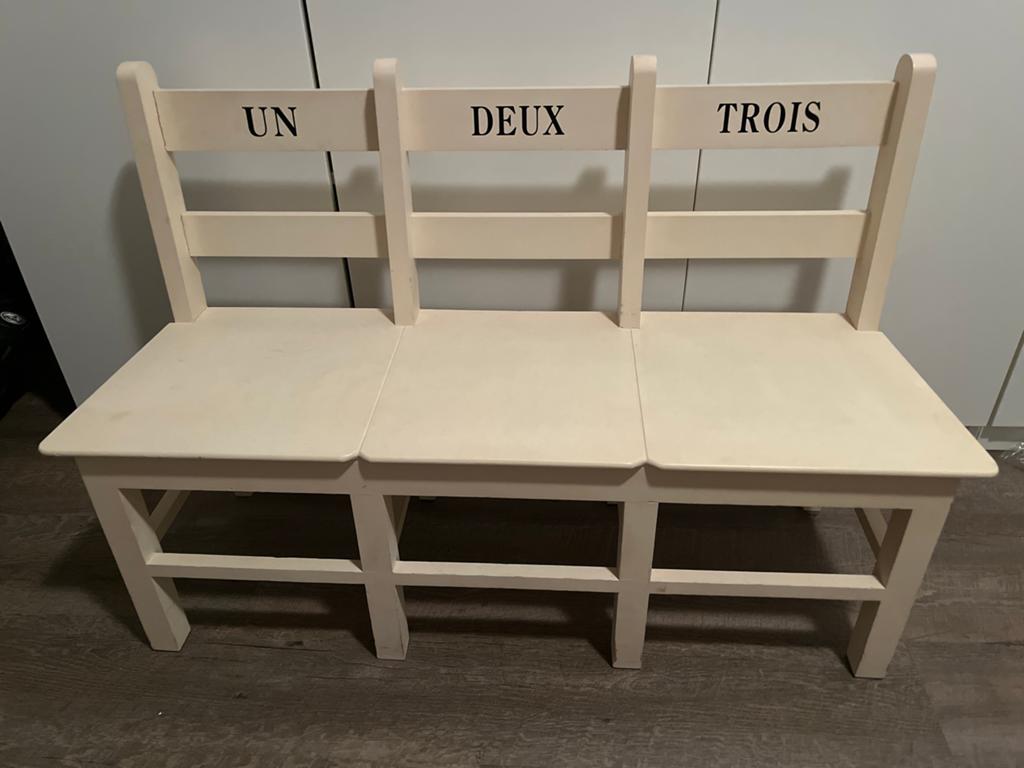 Kinderbankje 'Un Deux Trois' - Crème, Ophalen, Gebruikt, Overige kleuren, Drie