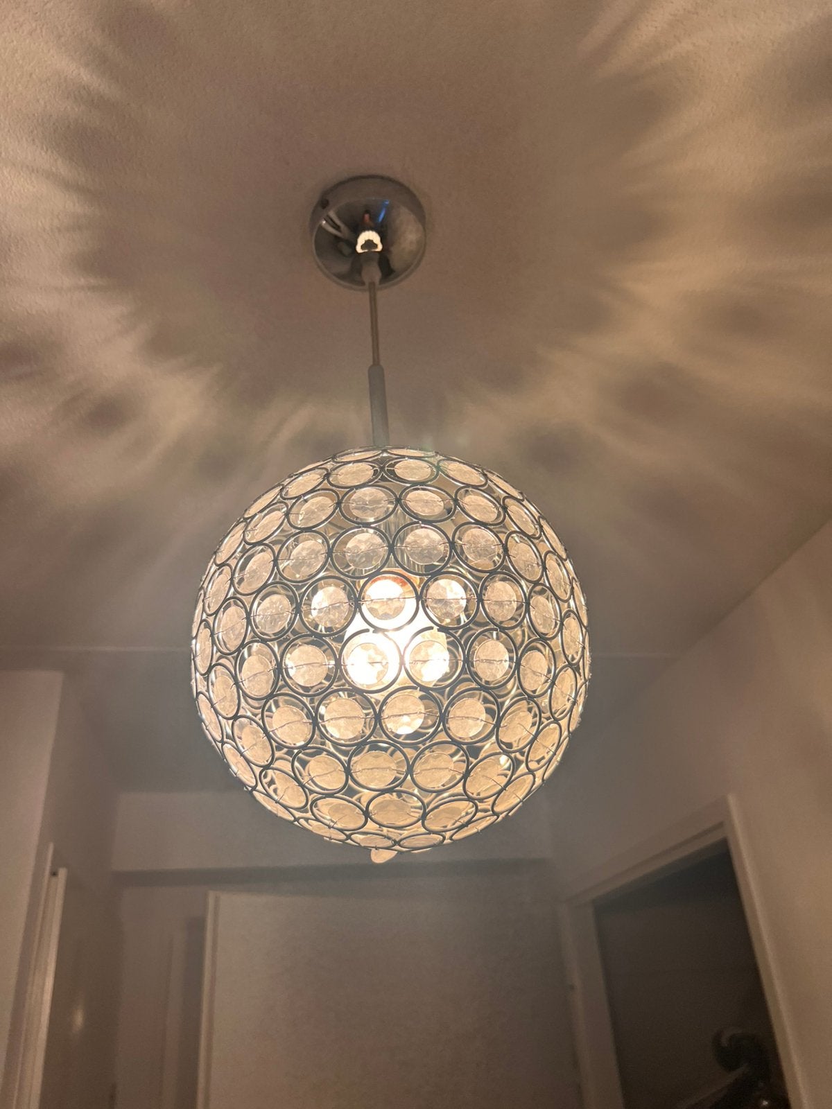 Zilveren plafond lampen met steentjes 2 stuks 1 prijs, Zilver, 25 cm, Antiek, Ophalen of Verzenden