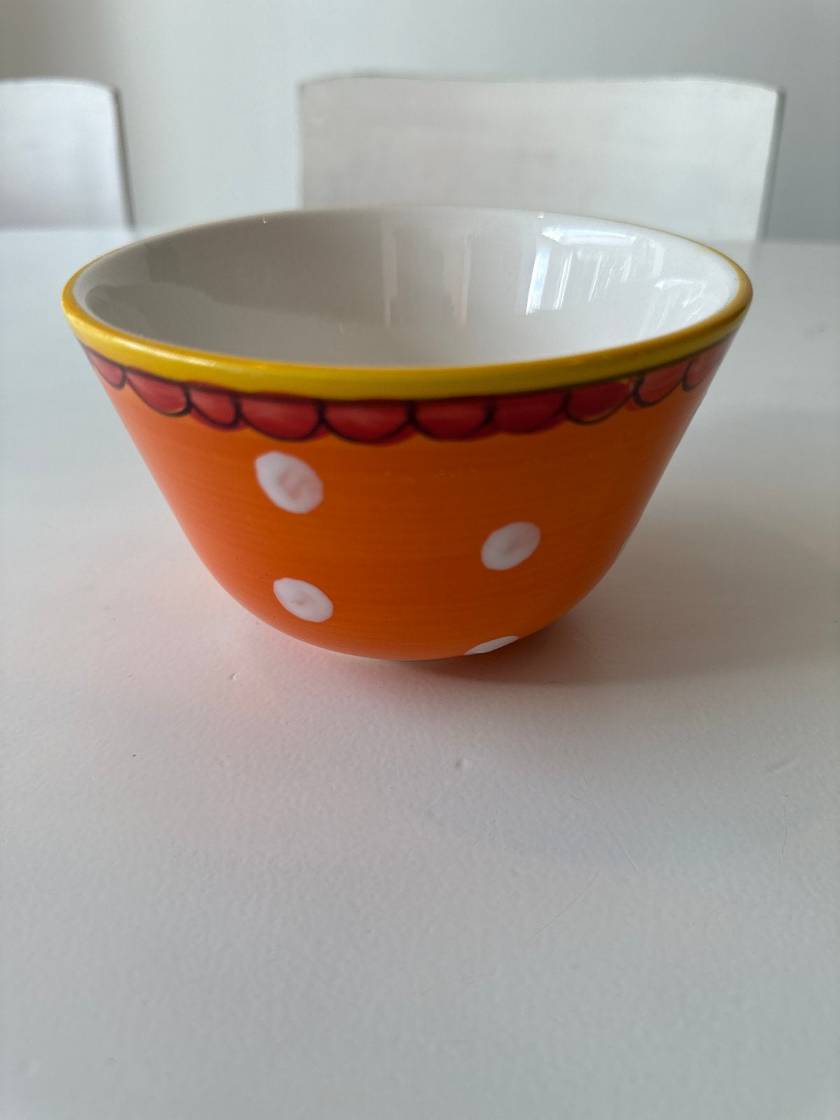 Blond Amsterdam kom - Oranje met stippen, zo goed als nieuw, Ophalen, Keramiek, Zo goed als nieuw, Kom(men)