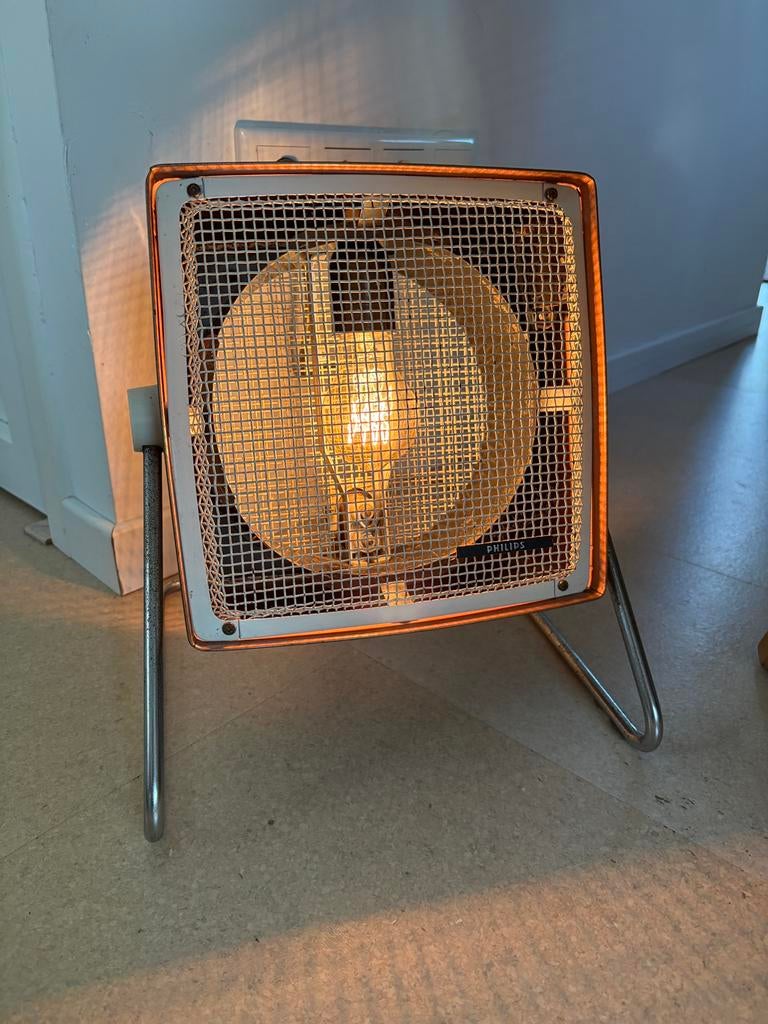 Retro Philips kachelventilator lamp - Industrieel design, Ophalen of Verzenden, Zo goed als nieuw, Minder dan 50 cm