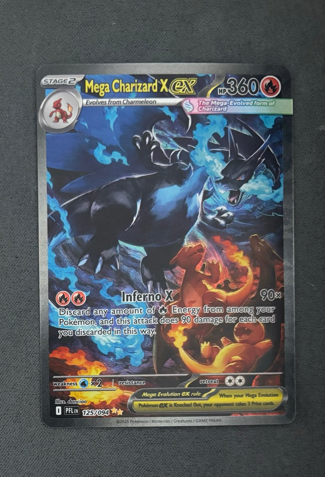 Mega Charizard X EX Pokémon kaart, Ophalen of Verzenden, Zo goed als nieuw, Losse kaart, Foil