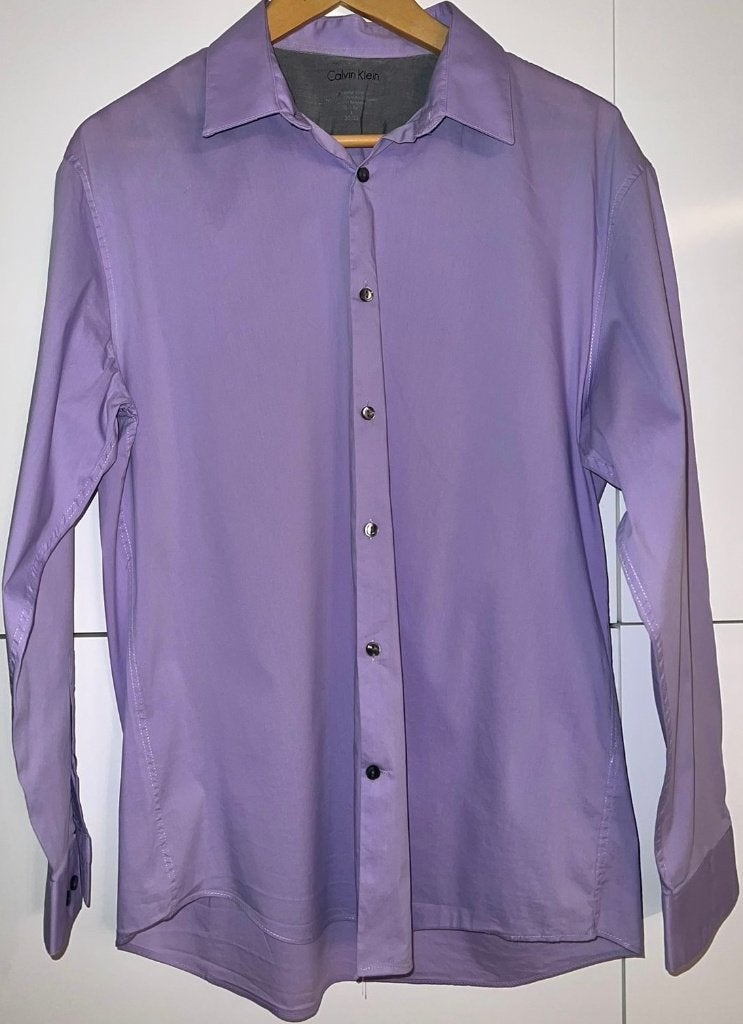 Calvin Klein Button Up Dress Shirt, Calvin Klein, Paars, Ophalen of Verzenden, Zo goed als nieuw