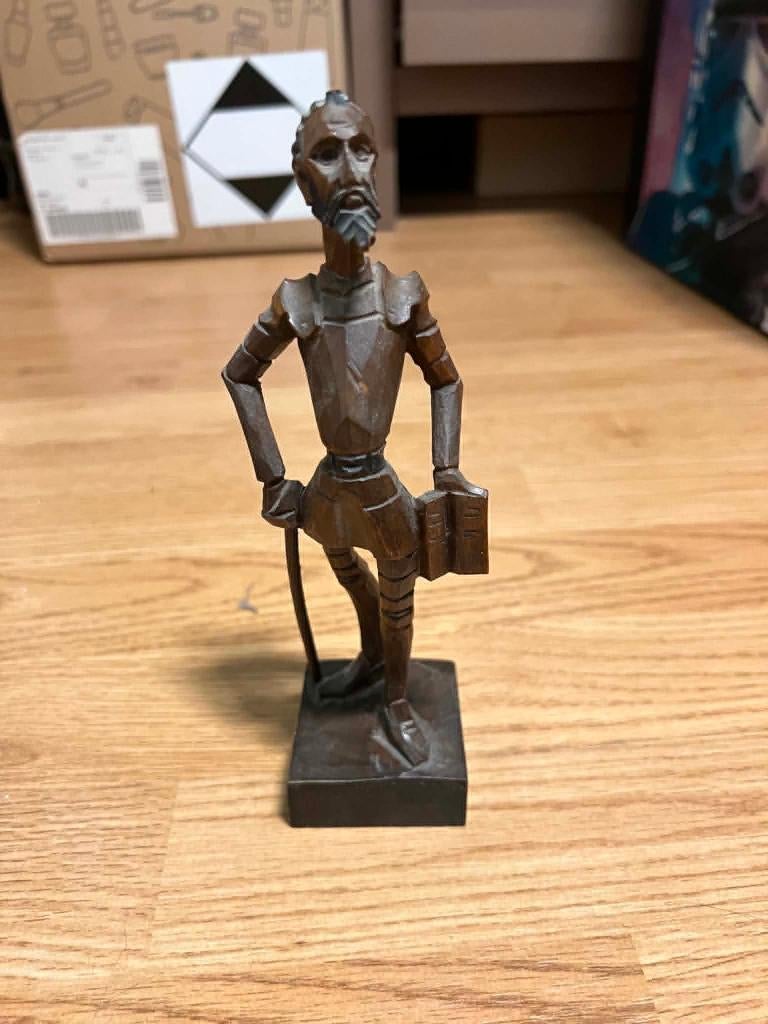 vintage handgesneden houten beeldje van Don Quichot, Antiek en Kunst, Overige onderwerpen, Houtsnijwerk, Hout, 50 - 100 cm