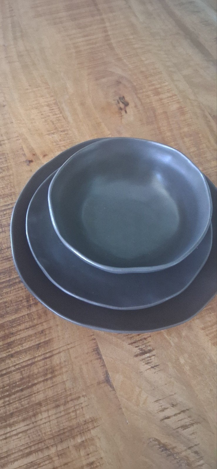 Nieuw Zwart Servies: 4 grote borden, ontbijtborden, kommen, Ophalen, Nieuw, Compleet servies