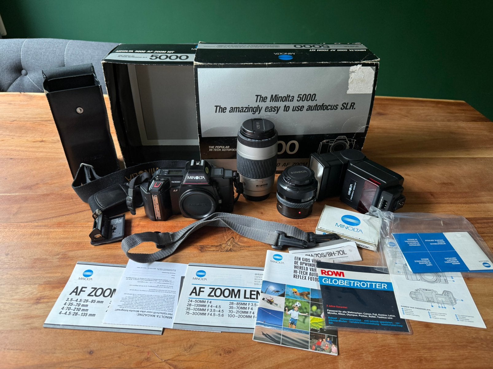 Minolta 5000 AF Zoom Kit (Analoog) Werkend Doos & Acc., Ophalen of Verzenden, Spiegelreflex, Minolta