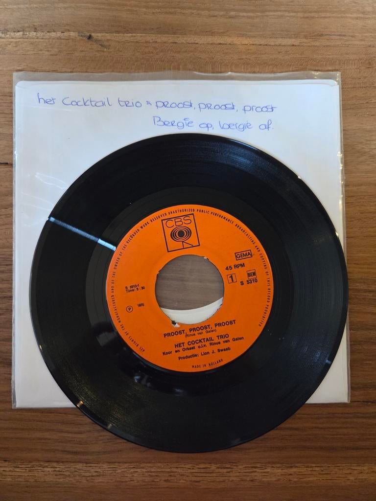 Het Cocktail trio - Proost, proost, proost, Gebruikt, 7 inch, Single, Ophalen of Verzenden
