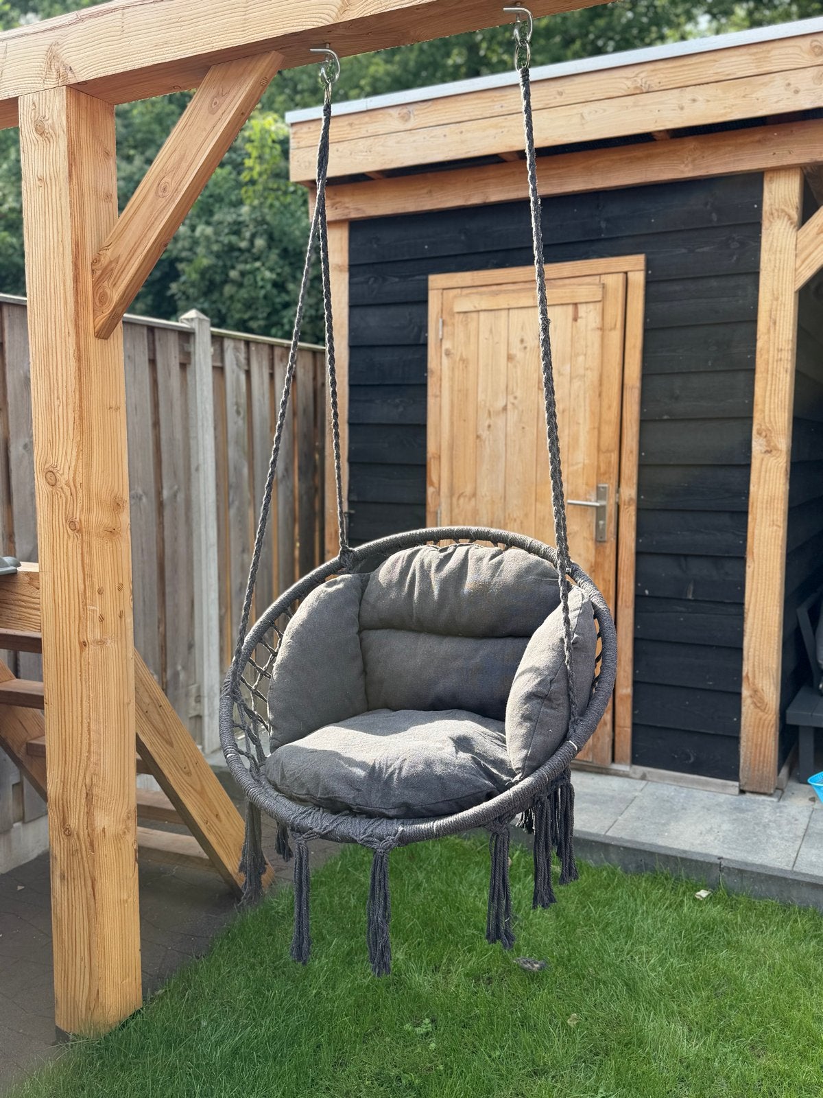 Comfortabele lounge schommelstoel met kussen, Tuin en Terras, Ophalen of Verzenden, Zo goed als nieuw, Eenpersoons, Binnen