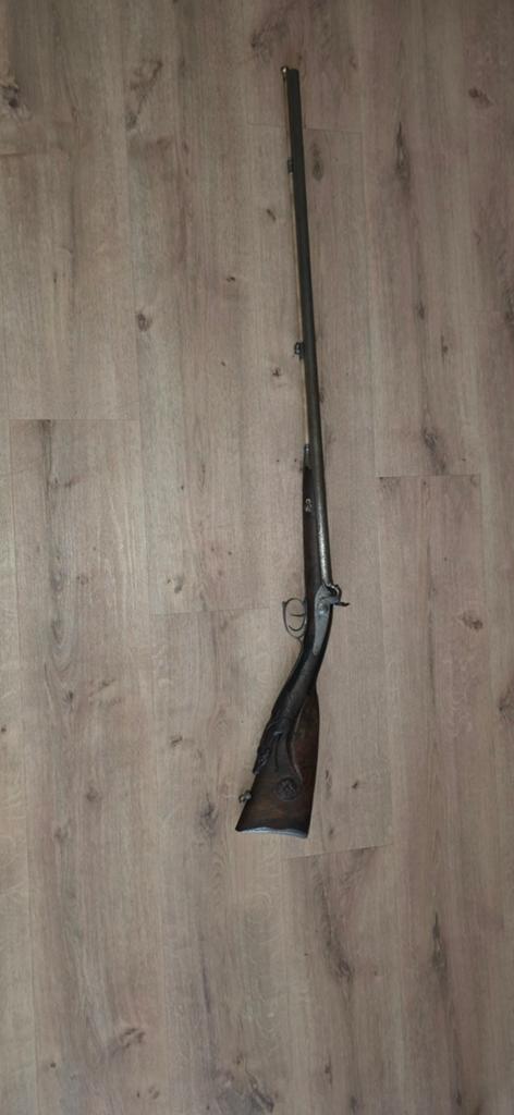 Antiek jachtgeweer met dubbele  uit 18e 19e eeuw, Antiek en Kunst, Ophalen