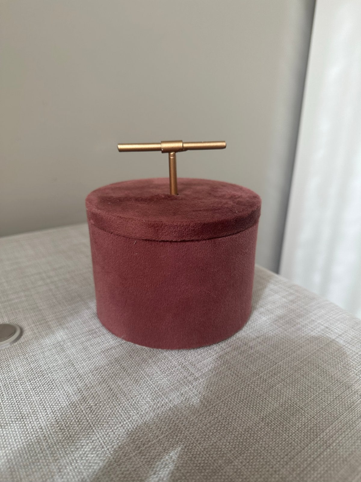 Bordeauxrood fluwelen sieradendoosje, Verzenden, Zo goed als nieuw, Roze, Hardcase