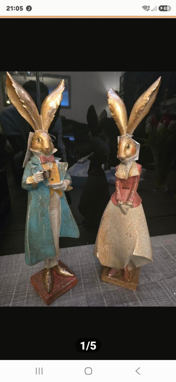 Set van twee decoratieve beelden van konijnen., Ophalen of Verzenden, Dier