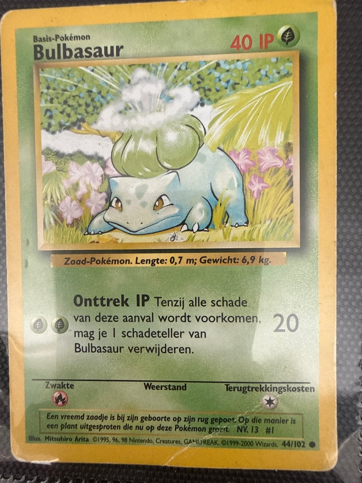 Pokemon Kaart Bulbasaur 44/102 Basis-Pokémon, Ophalen of Verzenden, Gebruikt, Losse kaart