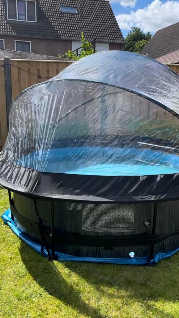 EXIT Stone zwembad Ø244 met overkapping, Tuin en Terras, Zwembaden, Ophalen, Rond, Zo goed als nieuw, Opzetzwembad