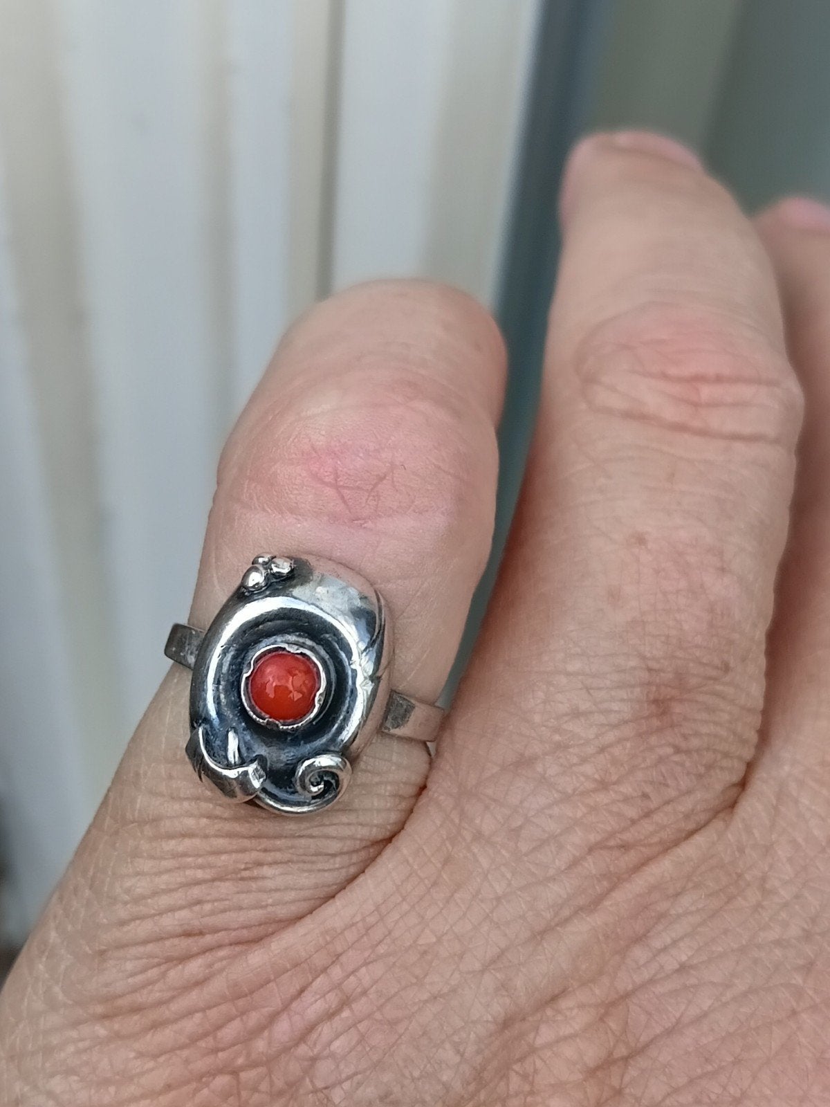 oude zilveren met bloedkoraal, Verzenden, Zilver