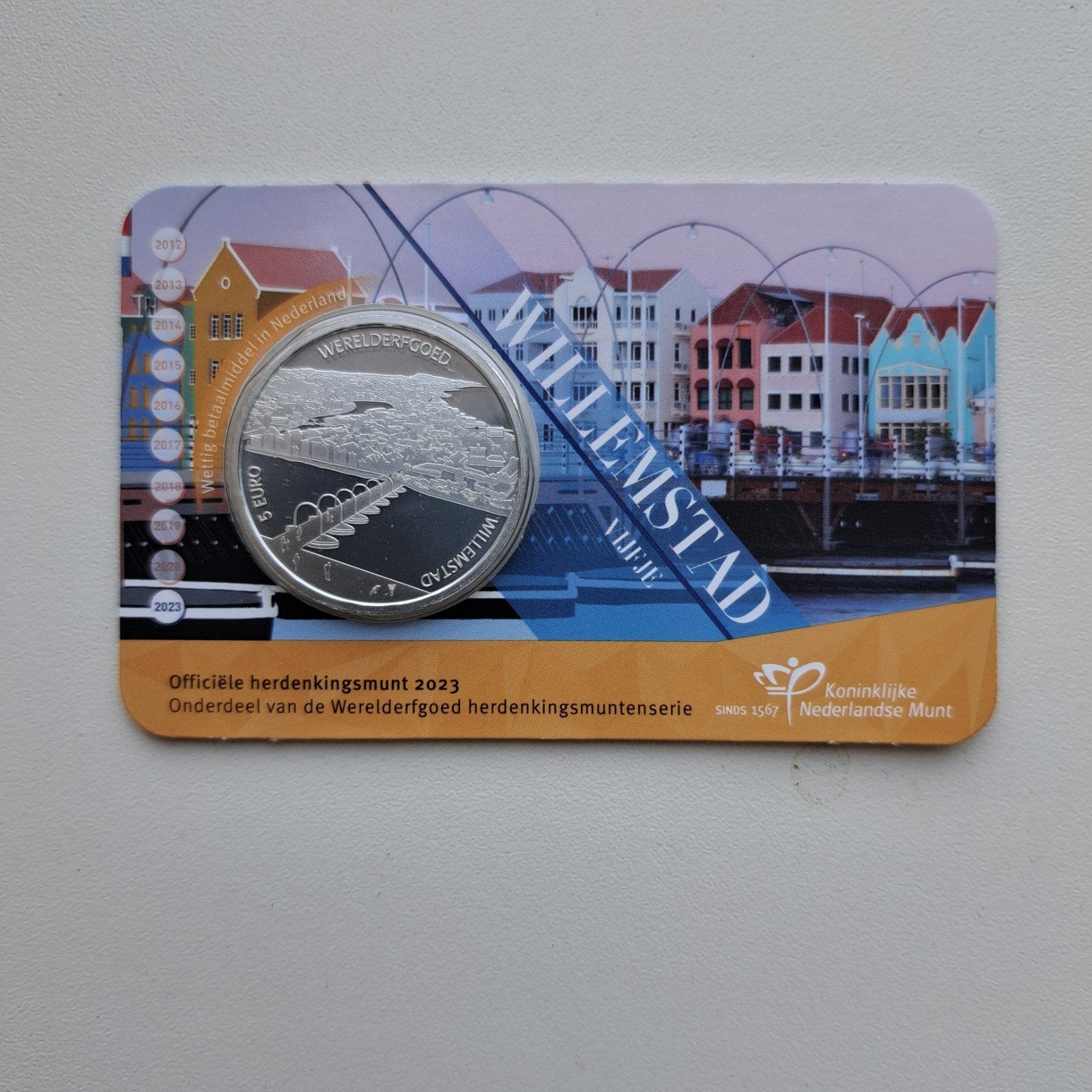 Willemstad Vijfje Coincard 2023 - Werelderfgoed serie KNM, Ophalen of Verzenden, Euro's, Losse munt
