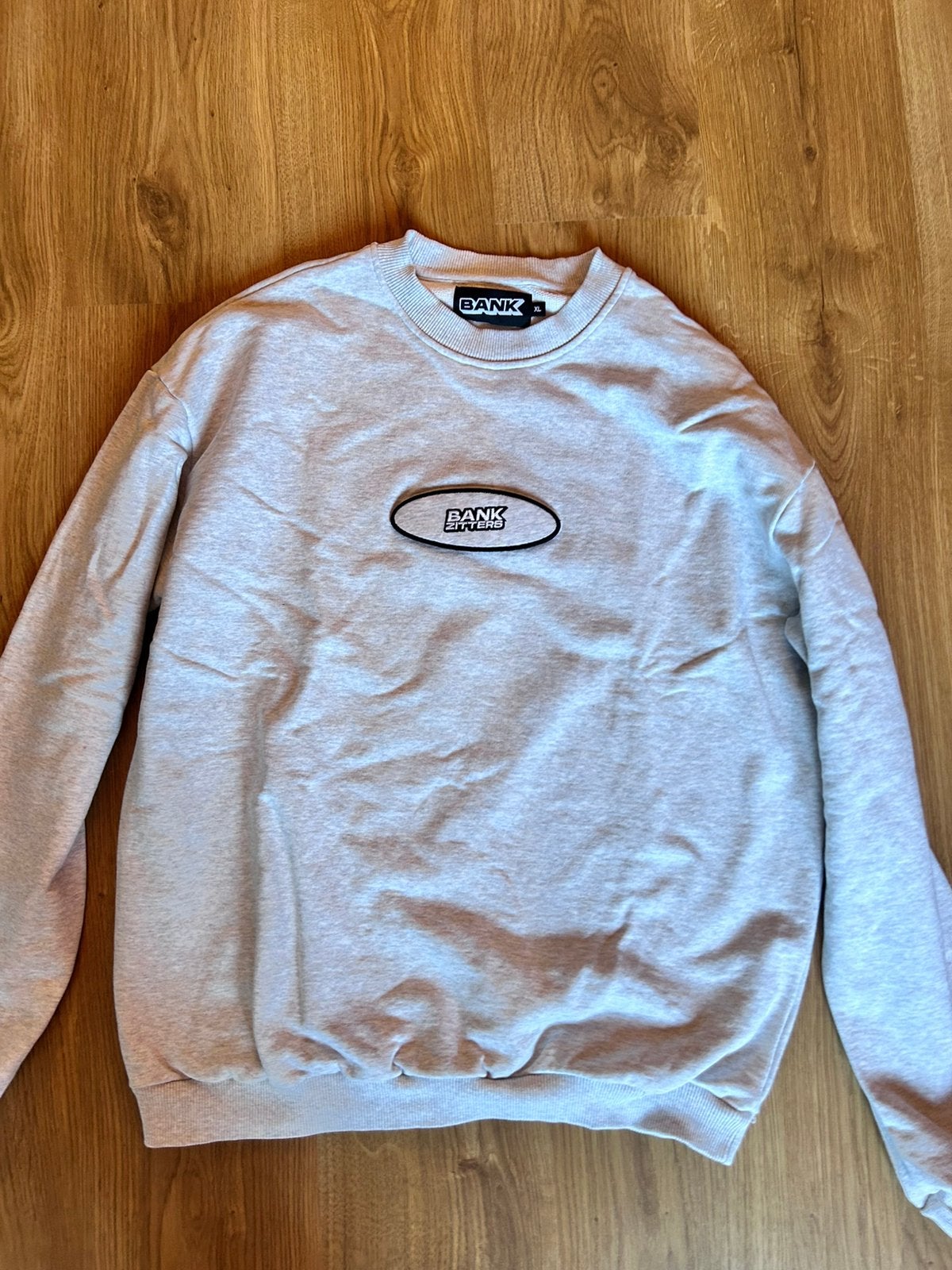 Bankzitters patch trui- grijs, Ophalen of Verzenden, Zo goed als nieuw, Maat 56/58 (XL), Grijs