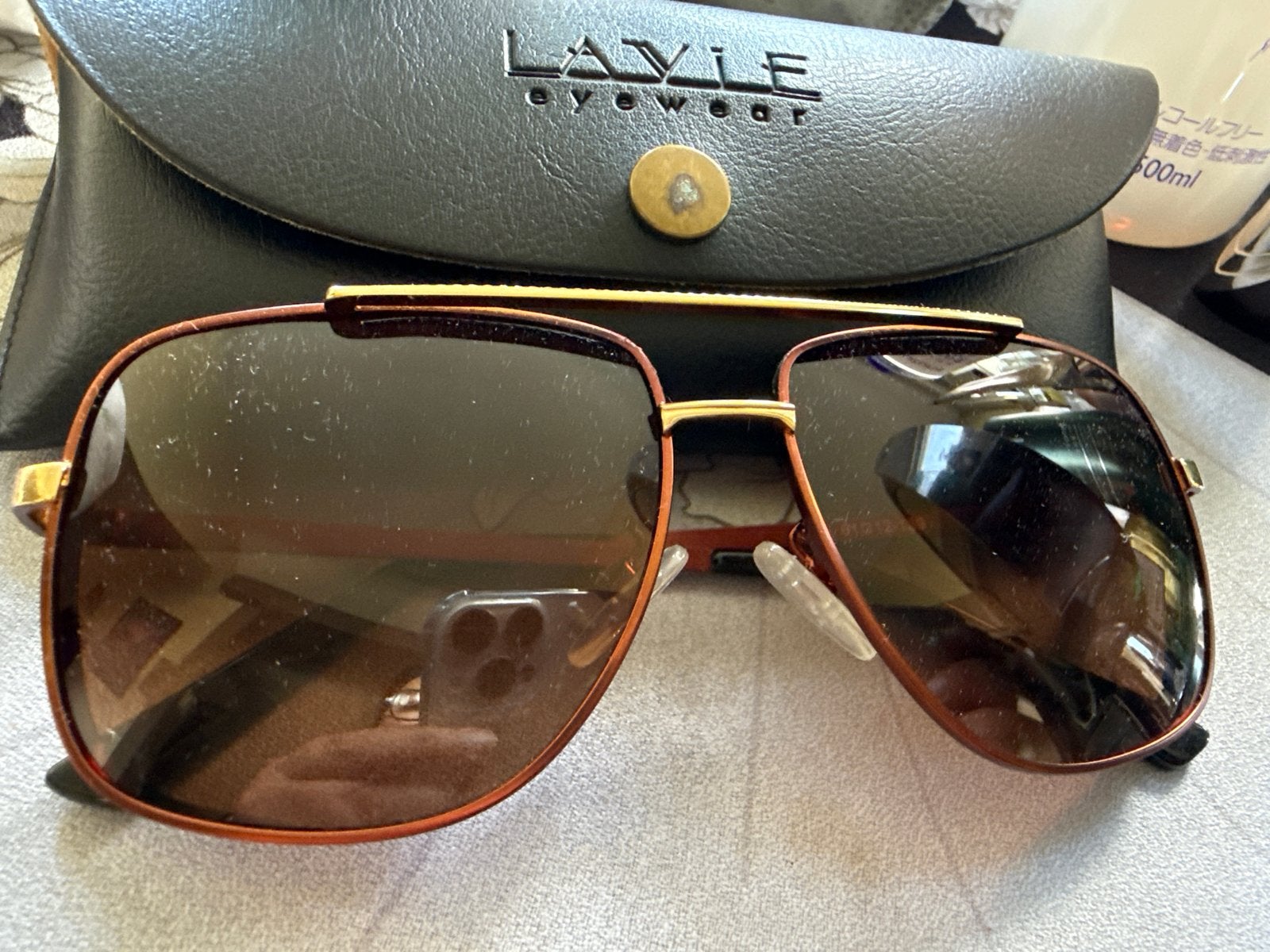 Lavle Eyewear Zonnebril met etui, Overige merken, Gebruikt, Zonnebril, Bruin
