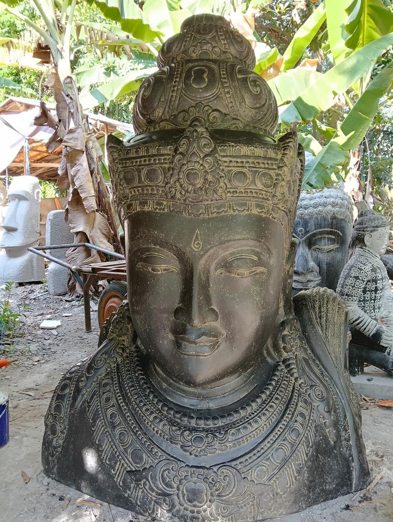 ‼️Shiva-Boeddhabeeld 150cm Boeddhakop Boeddhabeeld Lavasteen, Tuin en Terras, Tuinbeelden, Ophalen of Verzenden, Zo goed als nieuw