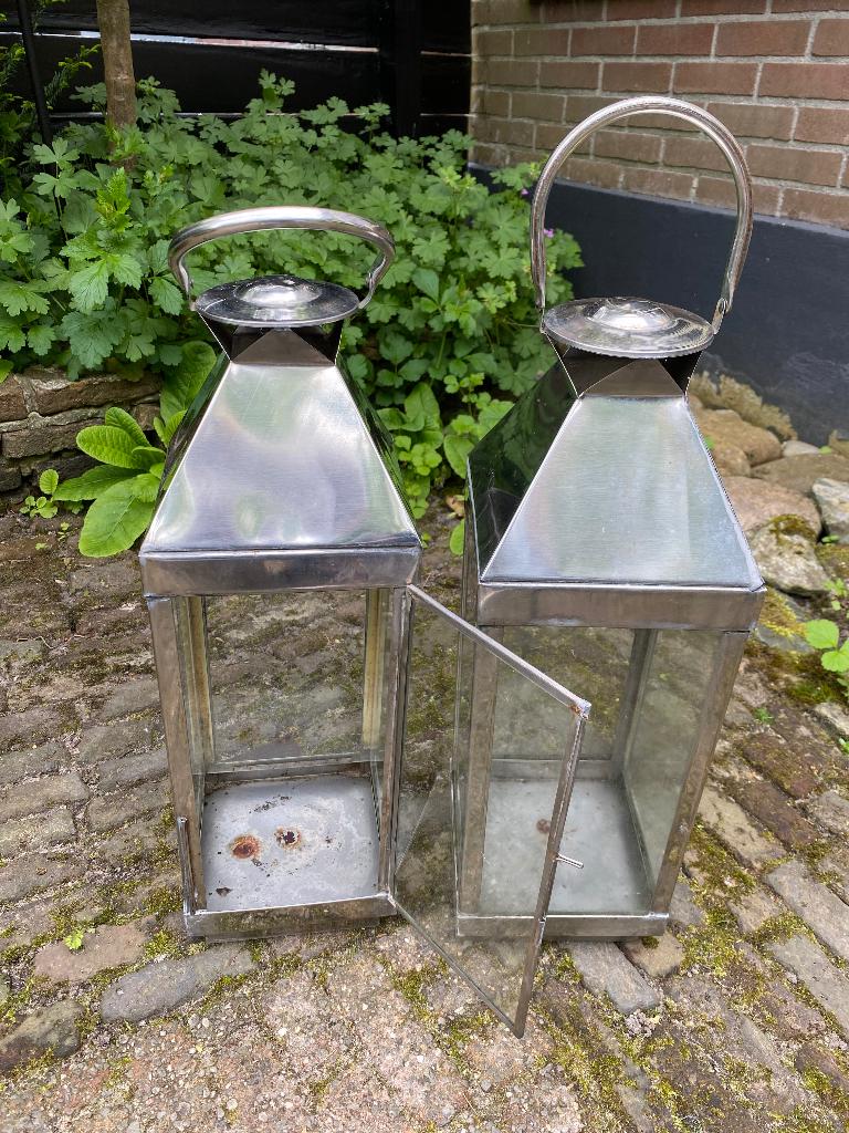 Windlichten, Huis en Inrichting, Woonaccessoires | Kandelaars en Kaarsen, Ophalen, Gebruikt, 50 tot 75 cm, Metaal
