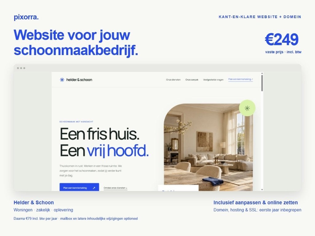Complete schoonmaakwebsite + domein | €249, Website Bouw