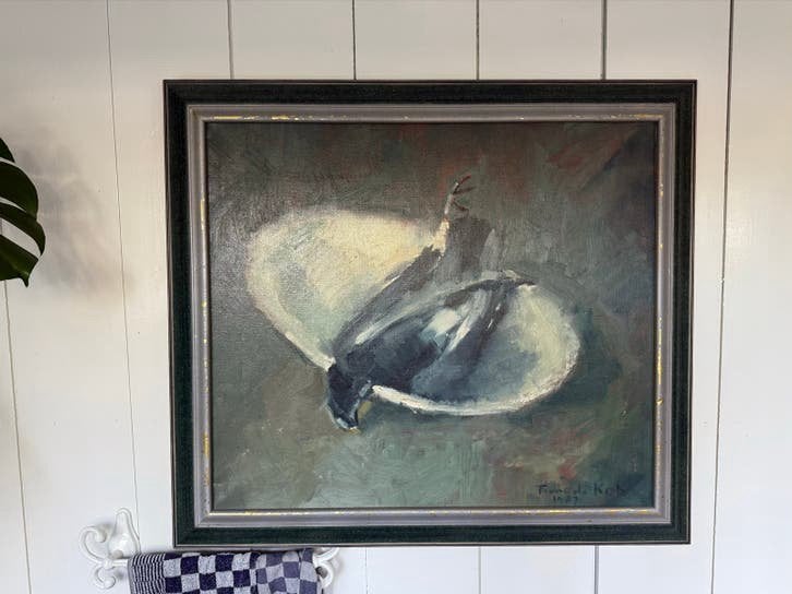 Schilderij 'De Duif is Dood' - Olieverf op doek, 88,5x77,5cm, Ophalen, Doek, Realistisch, Dieren