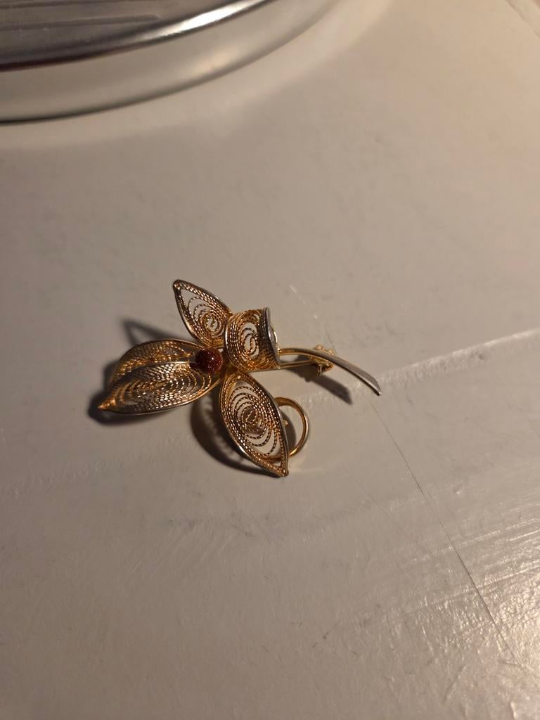 oude broche filigrain, Overige materialen, 4 tot 7 cm, Verzenden, Zo goed als nieuw