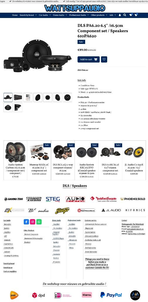 DLS PA6.20 6.5'' /16.5cm Component set / Speakers 610PA620, Auto diversen, Autospeakers, Info@optimount.nl, Nieuw, Ophalen of Verzenden