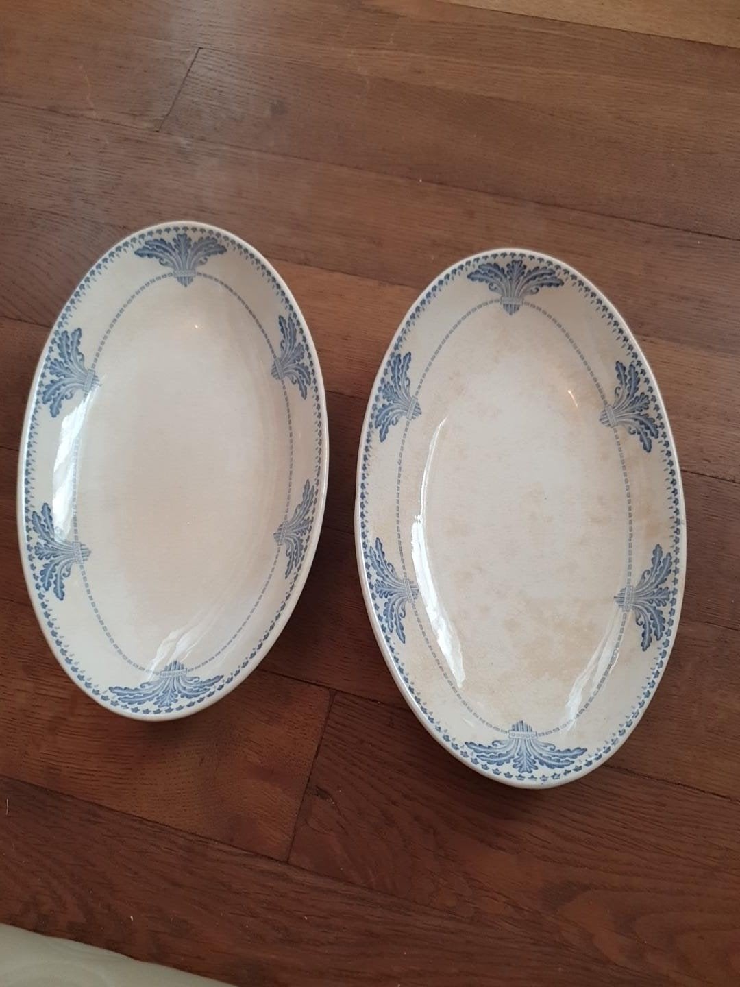 2 antieke Franse serveerschaaltjes – Creil Montereau, Antiek en Kunst, Ophalen of Verzenden