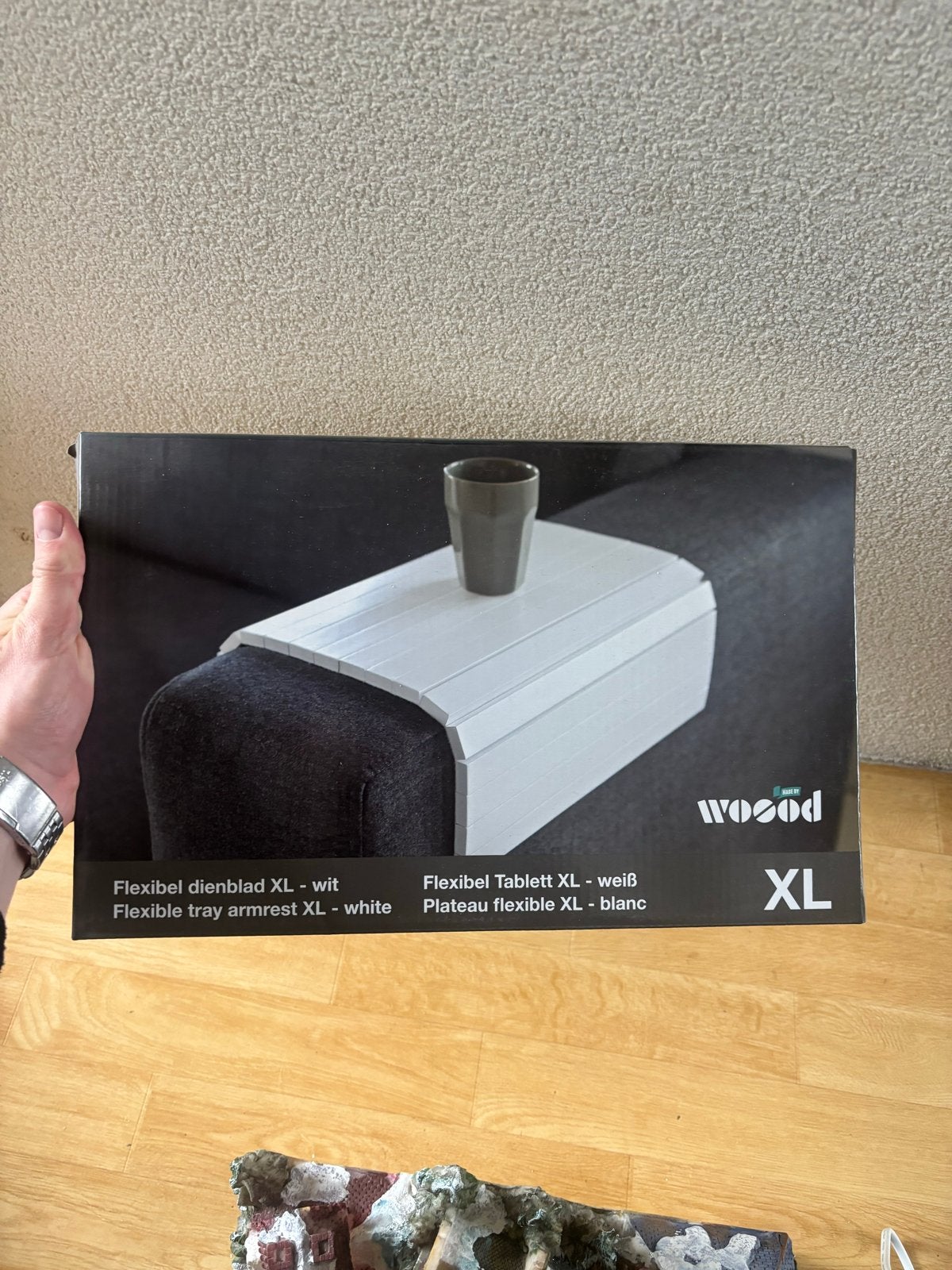 Wozod Flexibel Dienblad XL Wit - Armleuning Dienblad, Nieuw, Ophalen of Verzenden, Afneembaar, Dienblad