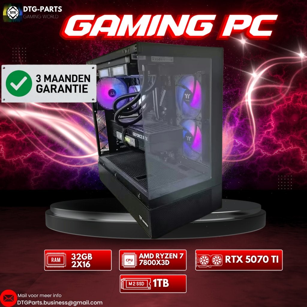 Gaming PC // RTX 5070 Ti & AMD Ryzen 7 7800X3D, Ophalen, 7604 HM, 32 GB, DTGParts.Business@gmail.com