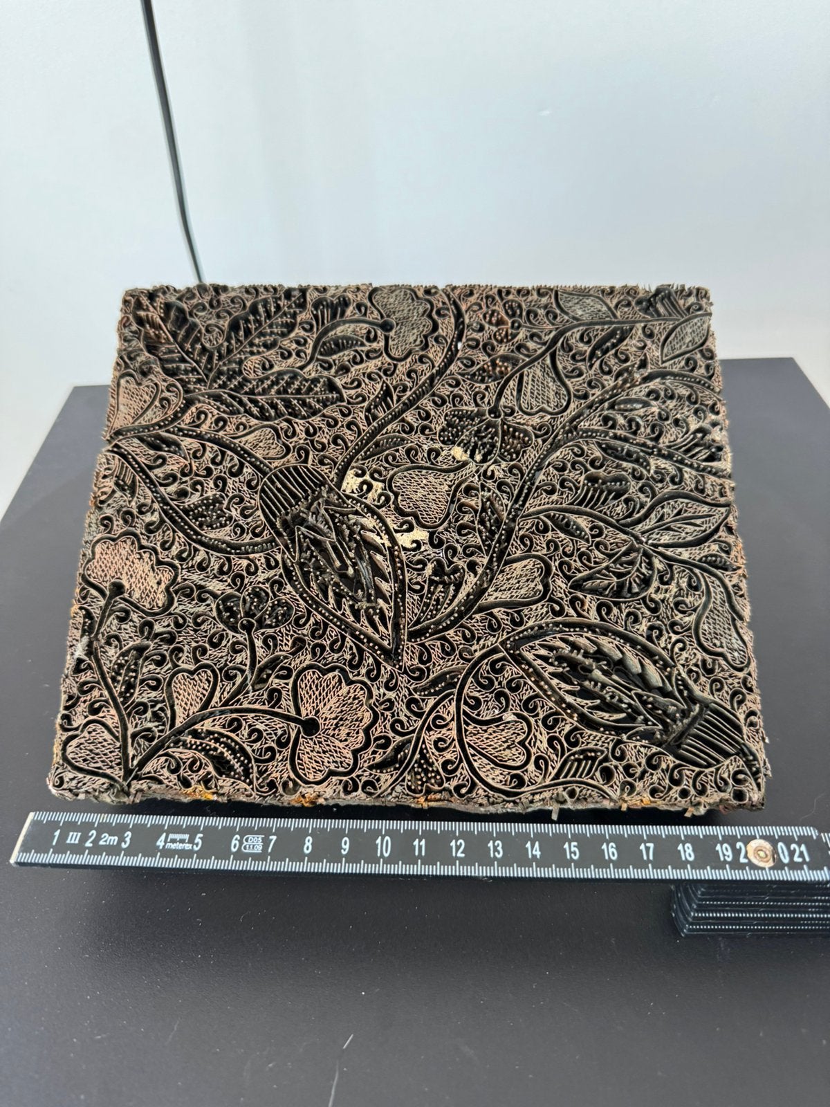 Antieke handgemaakte koperen batikstempel, Ophalen of Verzenden