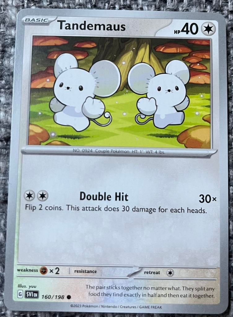 Pokémonkaart van Tandemaus (924) •Scarlet & Violet (160/198), Ophalen of Verzenden, Nieuw, Losse kaart