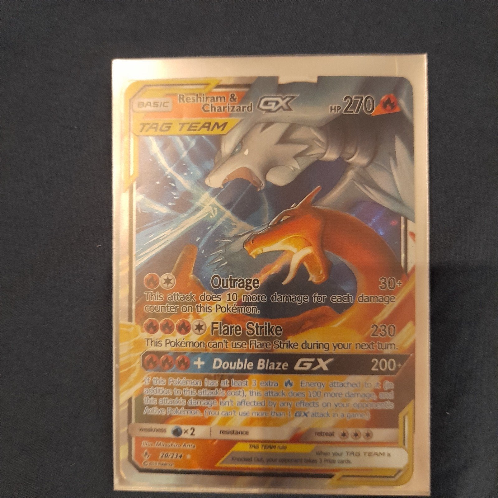 Pokemon Kaart Reshiram & Charizard GX TAG TEAM, Ophalen of Verzenden, Zo goed als nieuw, Losse kaart, Foil