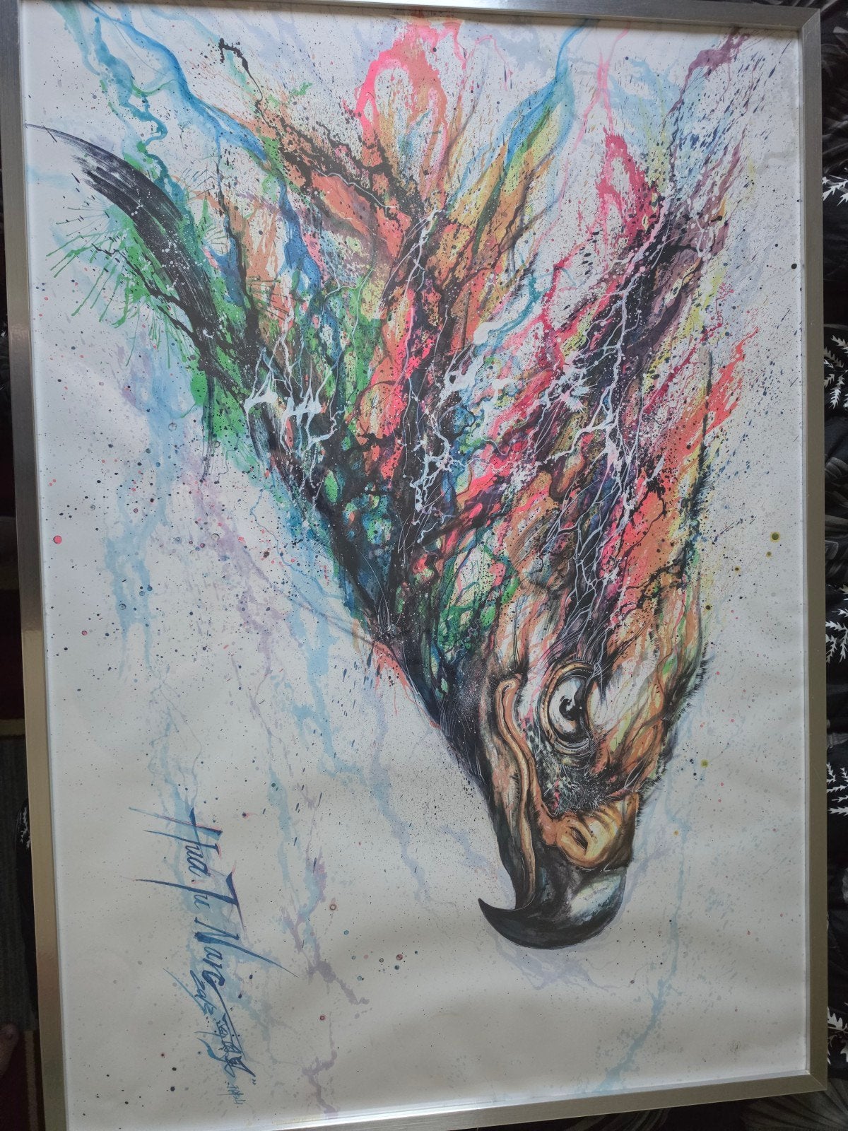 Modern Adelaar Schilderij - Levendige Kleuren, 50 – 75, Gebruikt, Overige typen, Ophalen of Verzenden