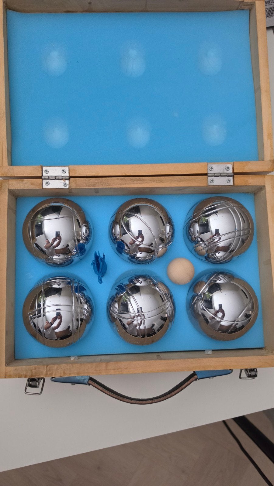 Vintage Jeu de Boules / Pétanque Set – 6 metalen ballen, Sport en Fitness, Ophalen, Zo goed als nieuw