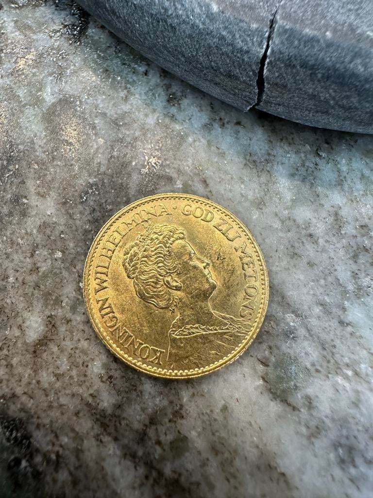 Prachtige gouden tientje Wilhelmina 1912, Postzegels en Munten, Koningin Wilhelmina, Losse munt, 10 gulden, Goud