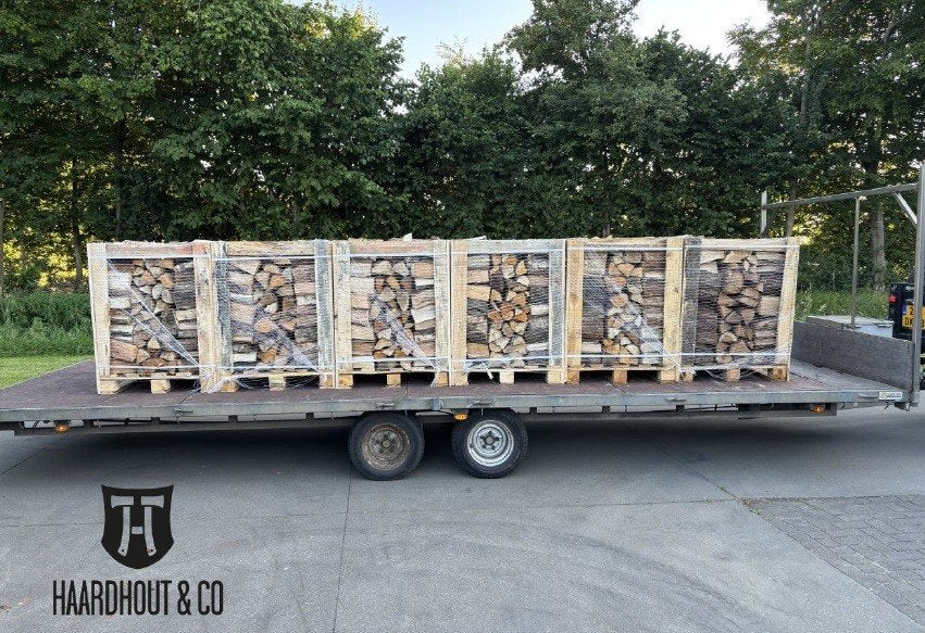 Pallet ovengedroogd haardhout Hardhoutmix, Lees beschrijving, Tuin en Terras, Haardhout, Minder dan 3 m³, Ophalen, Overige houtsoorten